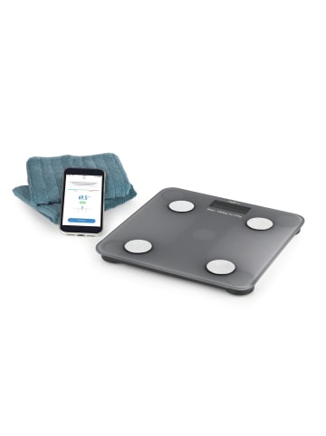MAXXMEE Personen-Waage Körperanalyse 3V grau mit Bluetooth inkl. Batterien  grau