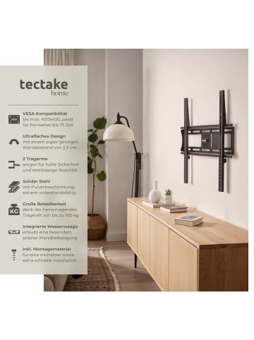 tectake Fernseherhalterung für 26-75 Zoll (66-191 cm), max. VESA 400 x 400