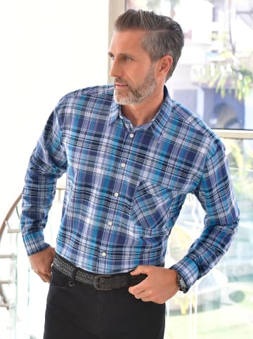 WITT WEIDEN Langarm-Hemd in blau-kariert