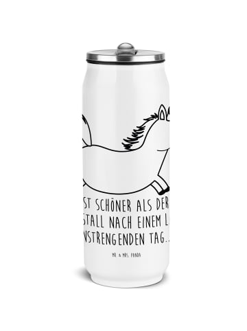 Mr. & Mrs. Panda Getränkedose Pferd Springen mit Spruch in Weiß