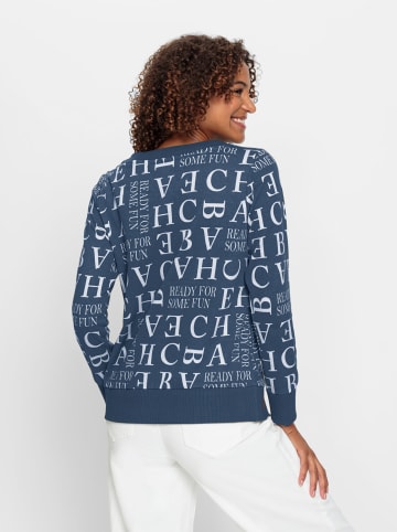 WITT WEIDEN Sweatshirt in dunkelblau-ecru-bedruckt