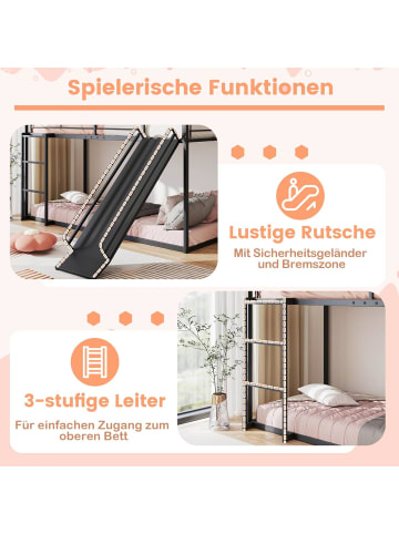 COSTWAY Hochbett mit Rutsche & Leiter in Schwarz