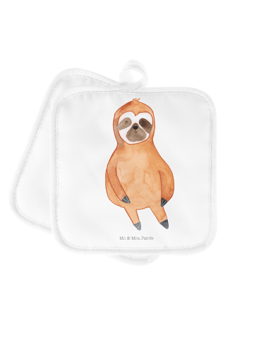 Mr. & Mrs. Panda Topfuntersetzer Faultier Zufrieden ohne Spruch in Weiß