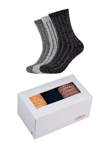 S. Oliver Sockenbox 3er Pack warm & cozy in anthracite melange