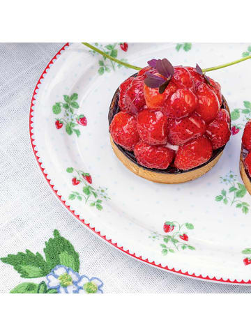 Greengate Servierplatte BERRY Weiß mit Erdbeeren Oval 27x21 cm