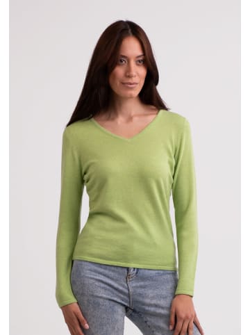 CASH-MERE.CH Recycelter V-Ausschnitt Pullover in Grün