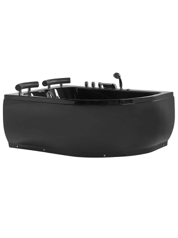 Beliani Eckbadewannen PARADISO in Schwarz/Silber - (W) 113 x (H) 63 x (L) 158 cm