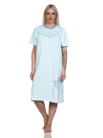 NORMANN kurzarm Nachthemd Knopfleiste am Hals - 79222 in hellblau