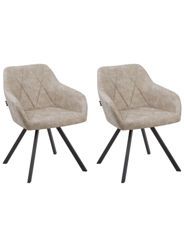 Beliani 2er-Set Esszimmerstuhl MONEE in Beige/Schwarz