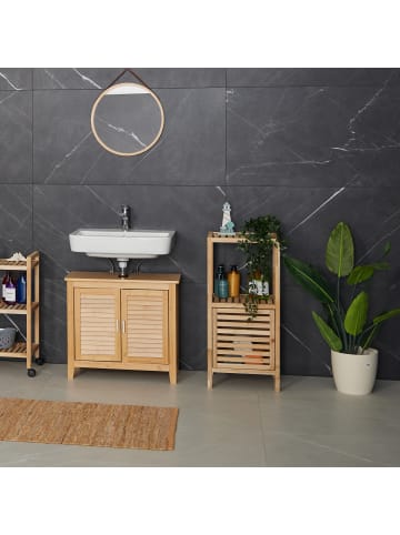 relaxdays Badezimmerregal in Natur - (B)40 x (H)86 x (T)36 cm