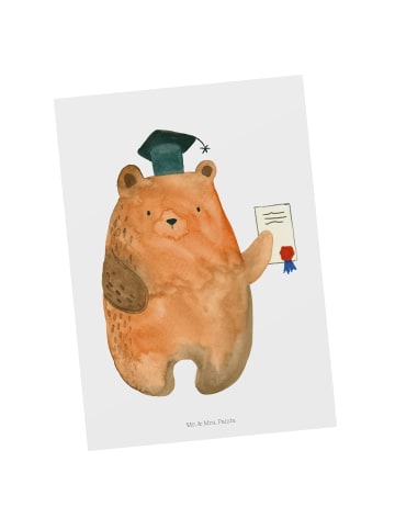 Mr. & Mrs. Panda Ansichtskarte Bär Prüfung ohne Spruch in Weiß