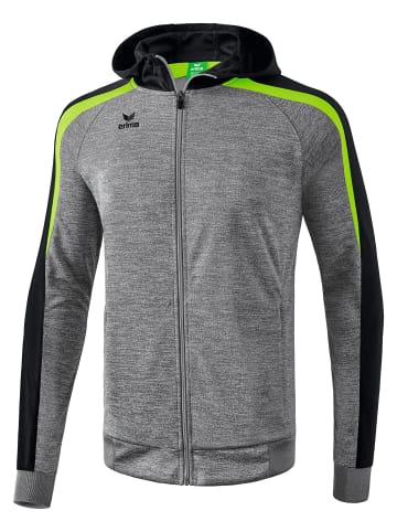 erima Liga 2.0 Trainingsjacke mit Kapuze in grau melange/schwarz/green gecko