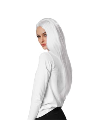 tectake Langhaarperücke mit glattem Haar, weiß