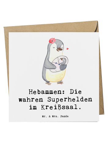 Mr. & Mrs. Panda Deluxe Karte Hebamme Superhelden mit Spruch in Weiß