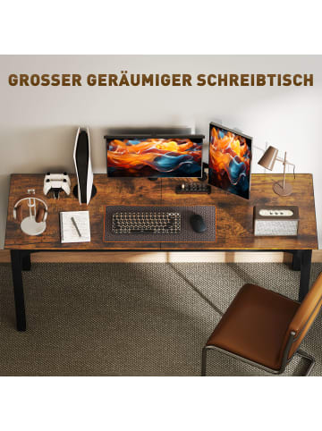HOMCOM Schreibtisch-180L x 60B x 75H cm-Rustikal-Braun