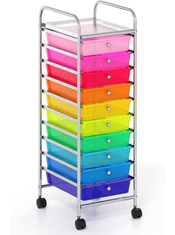 COSTWAY Rollwagen mit 10 stapelbaren Schubladen in Bunt