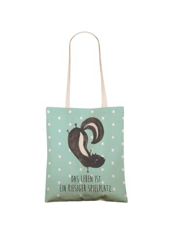 Mr. & Mrs. Panda Schultertasche Stinktier Handstand mit Spruch in Türkis Pastell