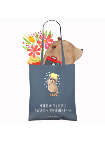 Mr. & Mrs. Panda Beuteltasche Waschbär mit Spruch in Indigo Blue