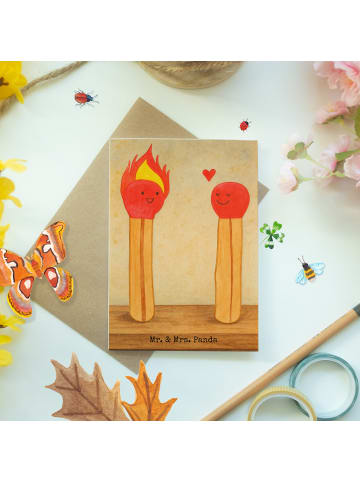 Mr. & Mrs. Panda Grußkarte Streichhölzer Design ohne Spruch in Weiß