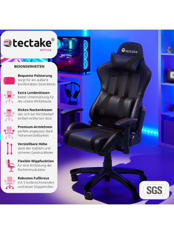 tectake Racing Gaming Stuhl  Belastbarkeit 120 kg, schwarz