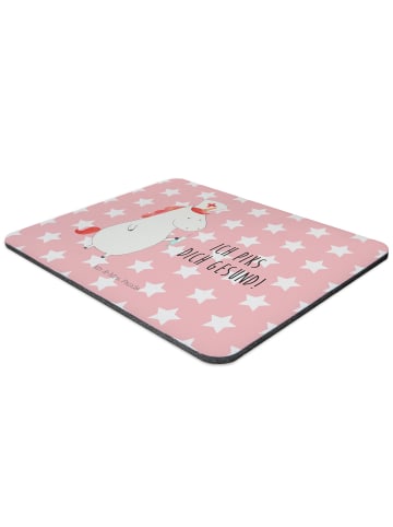 Mr. & Mrs. Panda Mousepad Einhorn Krankenschwester mit Spruch in Rot Pastell