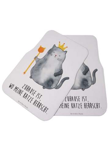 Mr. & Mrs. Panda Autoteppich Katze König mit Spruch in Weiß