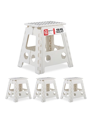 relaxdays 4 x Klapphocker in Weiß - (B)39 x (H)39 cm x (T)32 cm