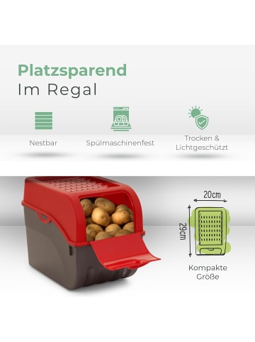Novaliv Kartoffel Aufbewahrungsbox | 3x mittel 5L | ROT | Kartoffelbox | Gemüs in Rot