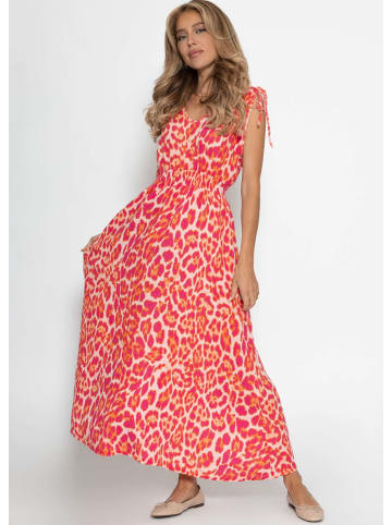 SASSYCLASSY Musselin Maxi Kleid mit Leo-Print in Pink