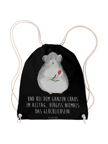 Mr. & Mrs. Panda Jutebeutel Chinchilla Blume mit Spruch in Schwarz