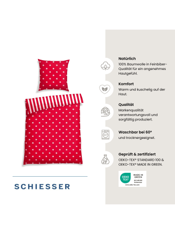 Schiesser Feinbiber-Bettwäsche-Set Sterne in Rot