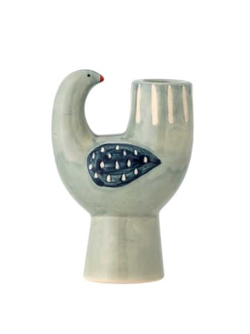 Bloomingville Kerzenhalter TRUDY Blau Grün Keramik Vogel 12x8 cm