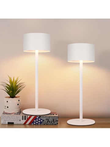 ZMH 2er-Set Tischleuchte LED in weiß rund Touch Dimmbar Tragbare Kabellos