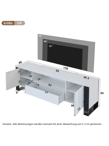 ABRIHOME Moderner TV-Schrank in Hochglanz-Weiß mit LED & Stauraum