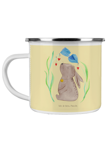 Mr. & Mrs. Panda Emaille Tasse Hase Blume ohne Spruch in Gelb Pastell