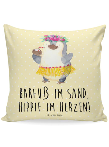 Mr. & Mrs. Panda Deko Kissen Sommer Hippie mit Spruch in Gelb Pastell