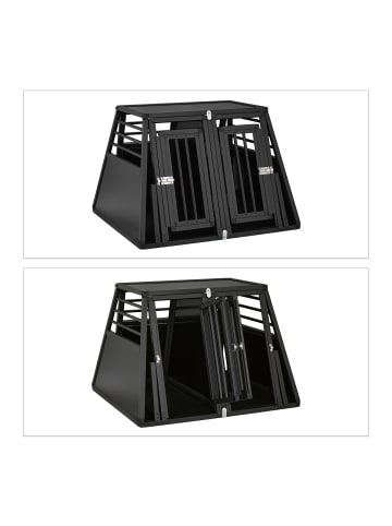 relaxdays Auto-Hundebox in Schwarz - (B)90 x (H)64 x (T)82 cm
