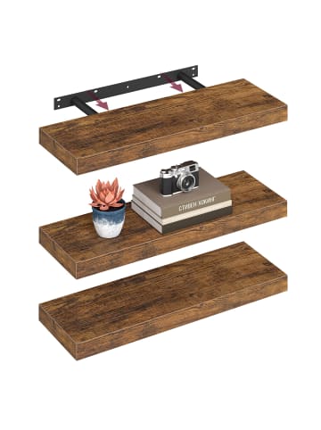 VASAGLE 3er-Set: Wandregal in vintage - (B)60 x (H)3.8 x (T)20 cm