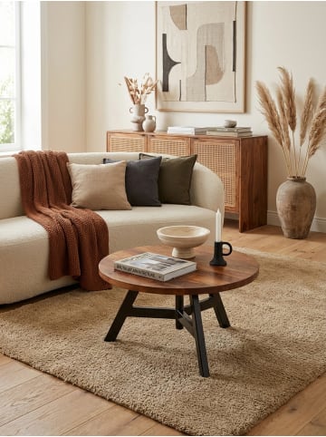 KADIMA DESIGN Couchtisch 60x60x35 cm Massivholz / Metall Sofatisch Rund
