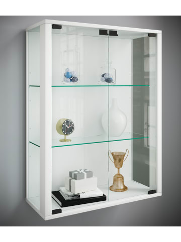 VCM  Wandvitrine Hängevitrine Glas Udina in Weiß