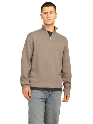 Jack & Jones Pullover JPRBLAMILANO STITCH KNIT HALF ZIP in Beige