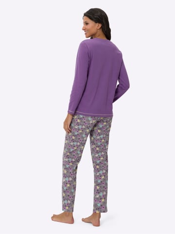 Sieh an! Schlafanzug in lila-steingrau-bedruckt