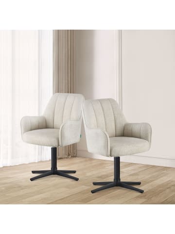 DUBI Möbel 2er-Set: Drehstuhl THOMAS-ROMY in Cremeweiß - (B)58 x (H)87 x  (T)62 cm