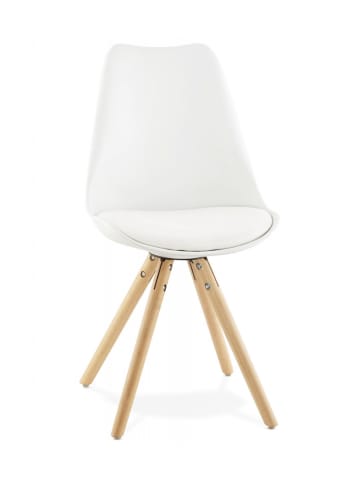 KADIMA DESIGN Skandinavischer Stuhl mit Polstersitz aus Kunststoff in Weiß