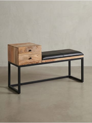 KADIMA DESIGN Retro-Sitzbank TEXAS, Moderner Retro-Stil aus Ziegenleder und Metall