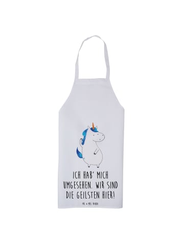 Mr. & Mrs. Panda Kochschürze Einhorn Mann mit Spruch in Weiß