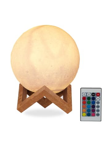 relaxdays Mondlampe 3D 16 Farben in Weiß Ø 15cm