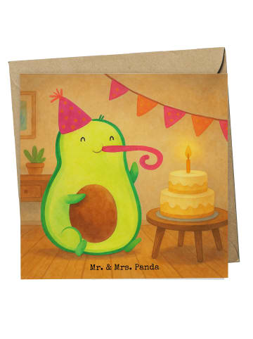 Mr. & Mrs. Panda Grußkarte Avocado Geburtstag Design ohne Spruch in Weiß