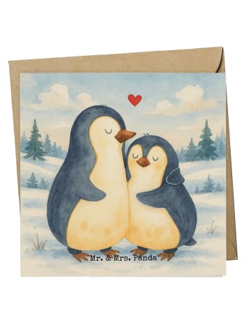 Mr. & Mrs. Panda faltkarte Pinguin umarmen Design ohne Spruch in Weiß