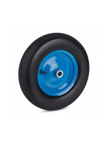 relaxdays Schubkarrenrad PU in Schwarz/ Blau - 4.80 / 4.00-8